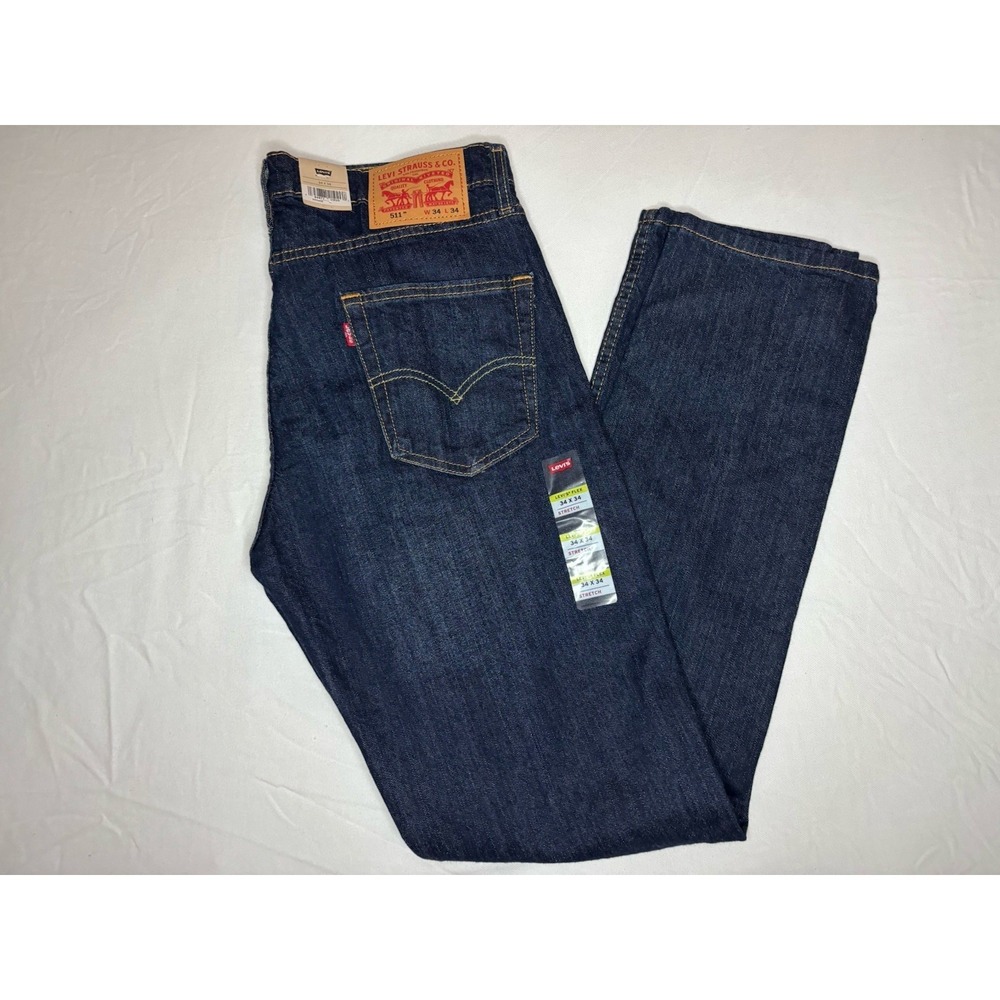 LEVI'S 511 Men's Size 34x34 Medium Wash Slim Fit Denim Blue‎ Jeans Stretch NWT